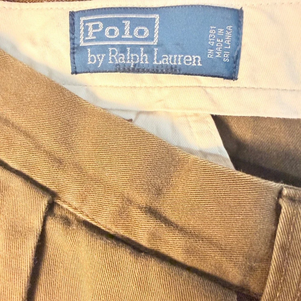Polo Ralph Lauren Chino Pants Men 42x30 Brown Pleated Classic Fit Casual Pony